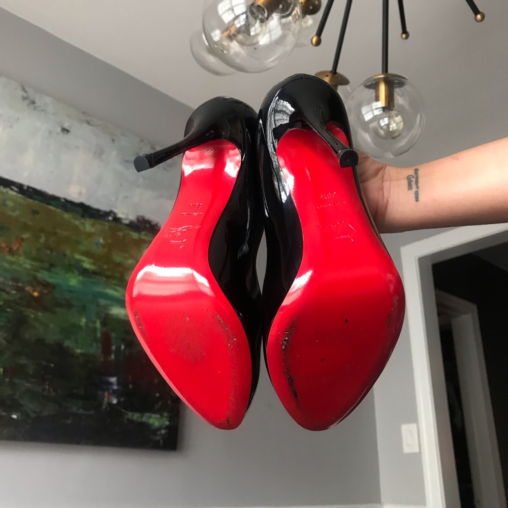 Black patent leather heels